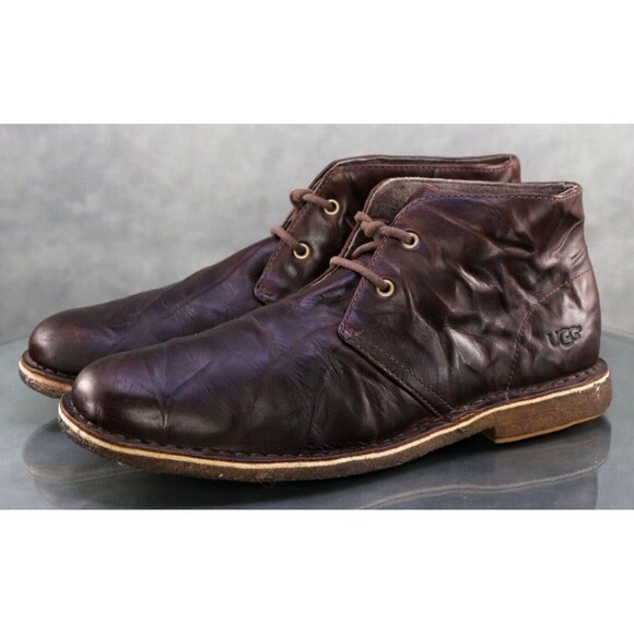 UGG Leighton $180 Men's Chukka Boots Size 10.5 Leather Chocolate Brown 3275 - Picture 1 of 11